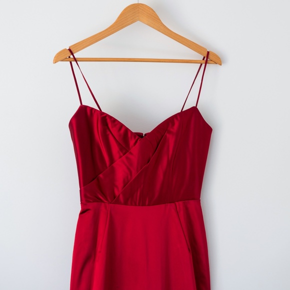 Peter Soronen Long Burgandy Satin dress size sm - Picture 4 of 8